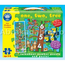 Puzzle copacul cu numere Unu, doi, trei