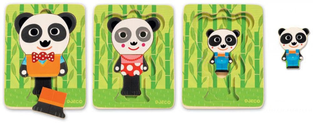 Puzzle in straturi Djeco familia de panda